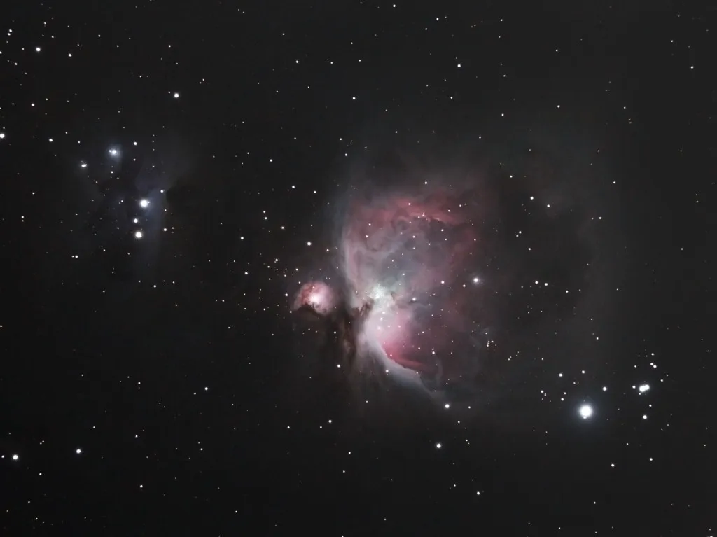 Orion Nebula through a telescope from light-polluted Chennai skies