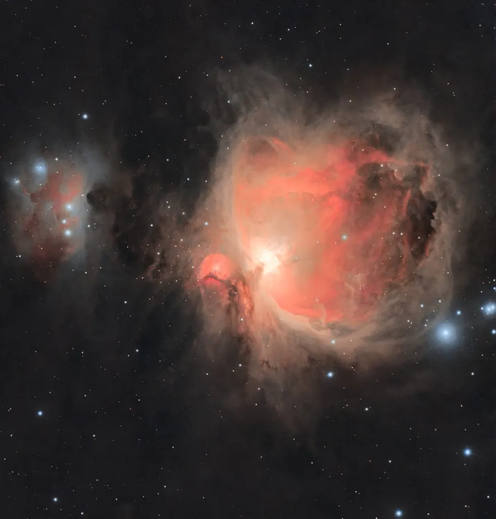 Orion Nebula through a telescope from darker skies outside Chennai